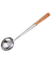Chinese Ladle 8 OZ, 340mm Wood Handle, Perforated, S/S