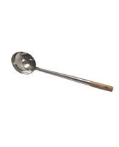 Chinese Ladle 8 OZ, 340mm Wood Handle, Solid, S/S