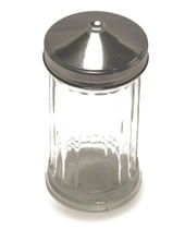Sugar Dispenser 12 OZ Glass Jar S/S 18/8 Central Pour Cover Top