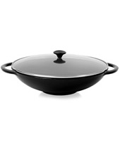 Wok with Glass Cover Black/Black 37Cm