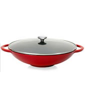 Wok with Glass Cover 37 Cm Red/Black