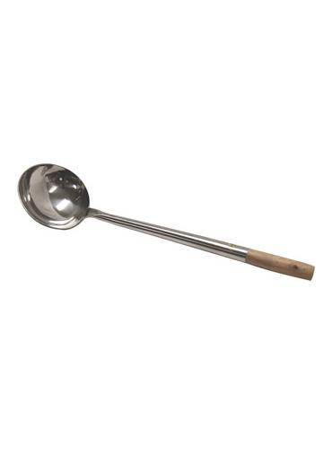 Chinese Ladle 6 OZ, 340mm Wood Handle, Solid, S/S