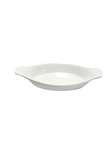Oval Au Gratin Dish White Ceramic 6-1/2 Oz
