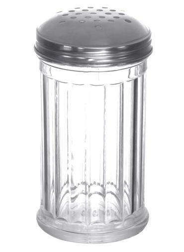 Cheese Shaker 12 OZ Glass Jar SS 18/8 Perforated Stainless Steel Cover Top
