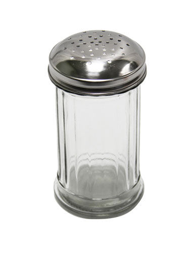 Chocolate Shaker 12 OZ Glass Jar With S/S Perforated Cover