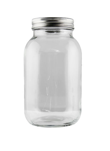 Mason Jar Glass With 2PC Lid 1L Case Of 12